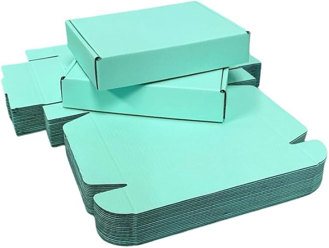30 Pcs 9.8 x 7.9 x 2.8 inches Shipping Boxes for Small Business Cardboard Corrugated Mailer Boxes for Shipping Packaging Holidays Craft Gifts Giving Products (Mint green, 9.8 x 7.9 x 2.8")