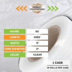 Mini Stretch Wrap for Packing with Handles, 18 Pack, 3 Inch x 1000 Feet, 50 Gauge Durable Clear Plastic wrap for Moving, Packing wrap Plastic roll Also a Furniture Wrap