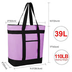 2Pk Insulated Reusable Tote Bag for Grocery Shopping for Women/Men, Pizza/Food Delivery Bag to Keep Food Cold/Hot for Professional Catering, Cooler bags for Travel/Beach/Picnic, Lavender