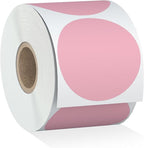 Misofuki 350 Pcs 3 inch Pink Round Thermal Sticker Labels Roll Used with Zebra, Rollo, MUNBYN, Self-Adhesive Circle Multipurpose Direct Thermal Labels for DIY Logo Design, QR Code, Inventory Labels