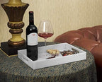 Glossy White Sturdy Acrylic Serving Tray with Handles-10x15Inch-Serving Coffee Appetizer Breakfast Butler-Kitchen Countertop-Makeup Drawer Organizer-Vanity Table Tray-Ottoman Tray