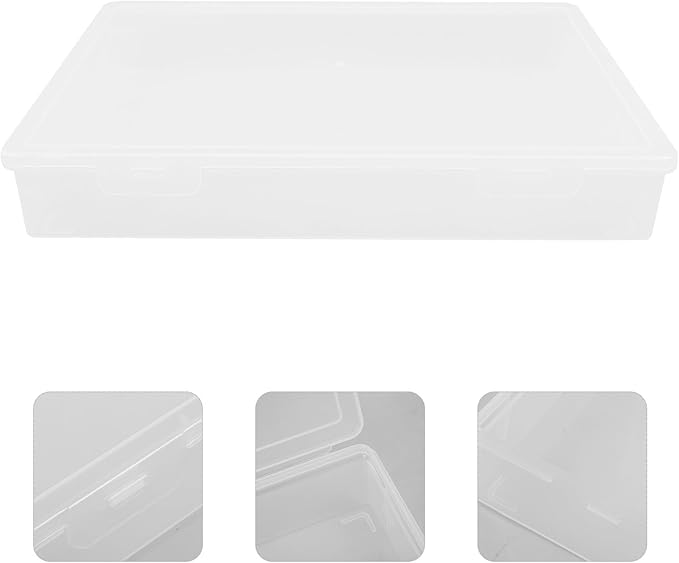 PartyKindom Large A4 File Organizer Box with Lid, Plastic Document Storage Case for Certificates and Photos, Desktop Office Storage Container for Papers and Small Items
