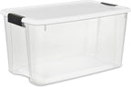Sterilite 16-Pack Ultra Latching Box, Storage Bins with Lids, Clear Plastic, 70 Quart - Heavy-Duty Organizing Containers for Closet, Bathroom, and Office