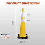 360 Pack 36" Yellow Traffic Cones with Black Base – Bulk Safety Cones for Large Construction Projects, Parking Lots, and Event Use (360, Yellow, 36 Inch)