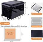 TooCust Insulated Bags For Food Delivery XXXL- 20.5" x 16.5" x 16.5", Commercial Insulated Food Delivery Bag w/Divider, Waterproof & Foldable Catering Bag Food Deliveries, 15 inch Pizza Delivery Bag