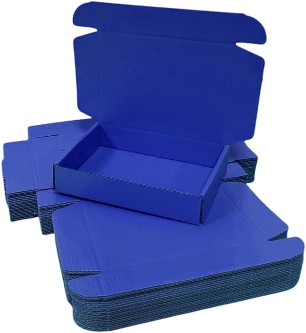 50 Pcs 7.9 x 6.7 x 2.8 inches Large Size Corrugated Cardboard Gift Boxes Recyclable Shipping Boxes for Packing Jewelry Ornament Gift Craft Packaging Supplier (Industrial Blue, 7.9 x 6.7 x 2.8")