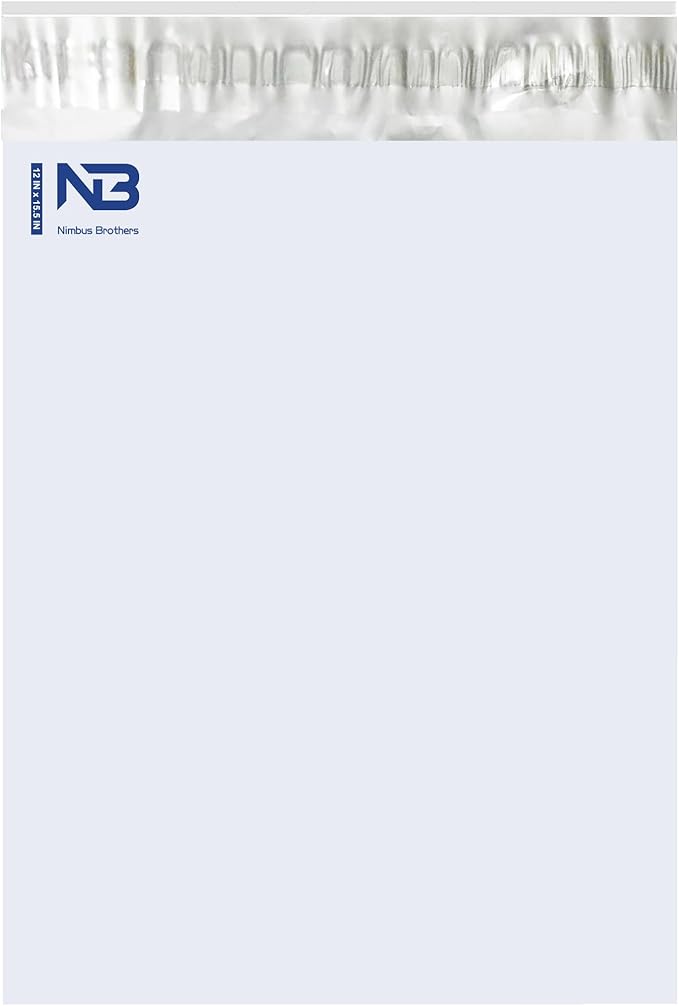 NB 12x15.5 Inch – 500 Pcs White Poly Mailers Strong Adhesive Self-Seal Shipping Envelopes, Tear & Water Resistant Packaging for E-Commerce and Small Business