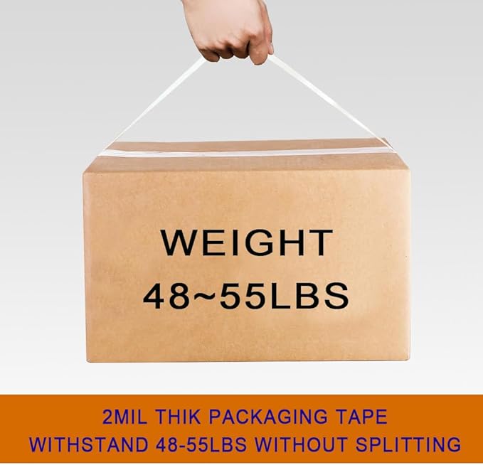 Strong Packaging Tape for Shipping, Moving and Storage, Water Base, Crystal Clear, Low Odor, 1.88-Inch x56Yards, 6-Roll