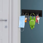 Picowe Key Holder for Wall Decorative, Adhesive Stainless Steel Key Hooks, Key Hanger Key Organizer for Wall, Towel Hook Coat Hanger for Entryway Hallway Kitchen(Four Rows,Black 1PCS)