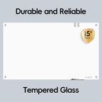 Glass Whiteboard - Glass Dry Erase Board 48" x 36" Magnetic Pure White Board Glass Writing Board White Boards for Walls Wall Office Home