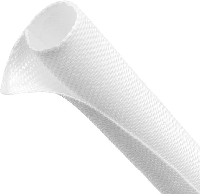 Automotive Wire Loom Tubing, Split Braided Cord Protectors from Pets No Chew, Flexible Cable Sleeve Cable Management for TV/Computer/Electric Wires (White, 3/4"-25ft)
