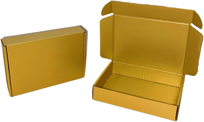 20 Pcs 14.2 x 10.2 x 2.4 inches Larger Size Shipping Boxes for Small Business Cardboard Corrugated Mailer Boxes for Shipping Packaging Holidays Craft Gifts Giving Products (Gold)