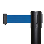 Crowd Control Warehouse CCW Series RBB-100 - Set of 2 Stanchions with Retractable Belts - 11 Foot Blue Belt, Black Post - Retractable Line Barrier, Crowd Control Stanchion