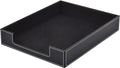 Leather Letter Tray, Office Supplies Desk Organizer for Mail Paper Files Magazines Jewelry Cosmetics,Luxury Letter Holder&Multipurpos Stackable Office Desktop Storage Box,Black