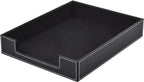 Leather Letter Tray, Office Supplies Desk Organizer for Mail Paper Files Magazines Jewelry Cosmetics,Luxury Letter Holder&Multipurpos Stackable Office Desktop Storage Box,Black