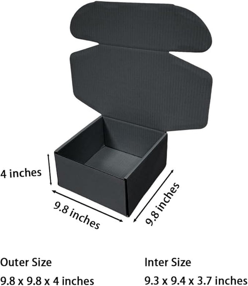10 Pcs 9.8 x 9.8 x 4 inches Large Size Corrugated Cardboard Gift Boxes Recyclable Shipping Boxes for Mailing & Holidays, Wedding, Birthday, Gifts Packaging (Dark Gray, 9.8 x 9.8 x 4")