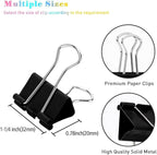 Medium Binder Clips, 144 Pack, 1-1/4 Inch, Black, Standard 32mm, Capacity 0.6 Inch, Metal Paper Clips, Office Clips, Fold Clamp, Office and School Supplies