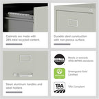 Scranton & Co 4-Drawer 22" Deep Letter Filing Cabinet in Black, Office Commercial Grade, Fully Assembled, Light Gray