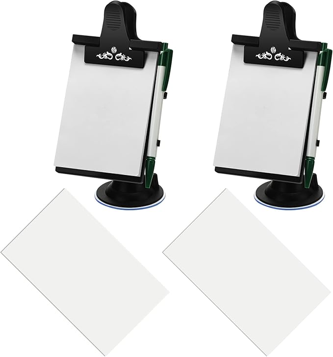 Harloon 2 Pcs Car Notepad Holder with Mount Car Memo Pad with Pen Pad Mount Clip Board Dashboard Clipboard Universal Suction Cup Message Flexible Neck Stationary Set for Home Office Kitchen Supplies