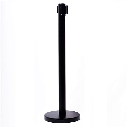 VIP Crowd Control Retractable Belt Stanchion Queue Safety Barrier Set, 36" Ht, 78" Red Belt (2 Posts)