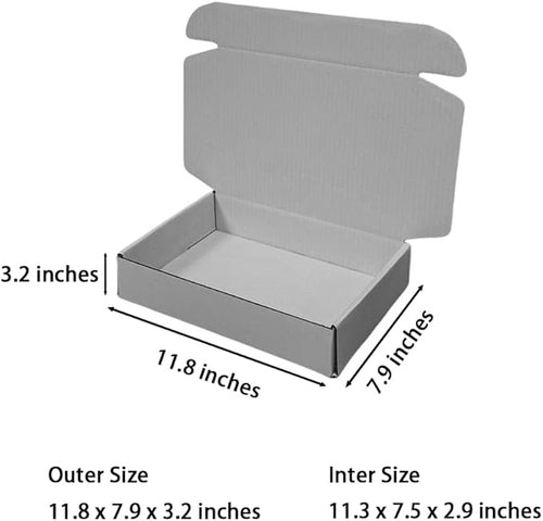 10 Pcs 11.8 x 7.9 x 3.2 inches Corrugated Cardboard Gift Boxes Recyclable Shipping Boxes for Mailing & Holidays, Wedding, Birthday, Gifts Packaging (Gray, 11.8 x 7.9 x 3.2")