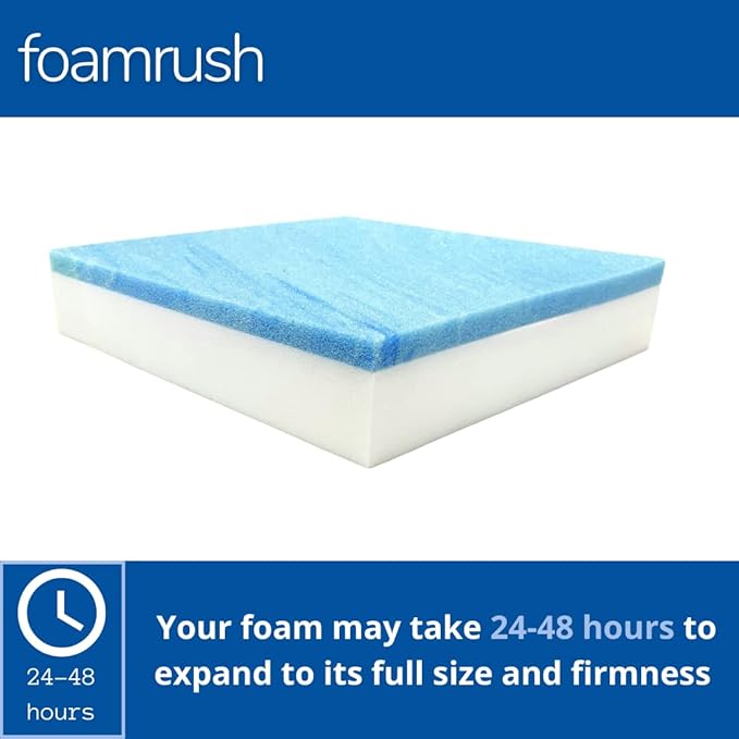 FoamRush 8" x 24" x 27" Gel Memory Foam Bench Cushion Replacement Medium Firm (Upholstery Foam, Rubber Padding, Seat Replacement, Upholstery Sheet, Couch, Sofa Cushion, Mattress) Made in USA