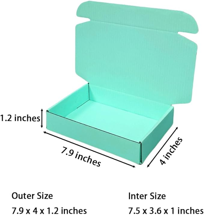 50 Pcs 7.9 x 4 x 1.2 inches Shipping Boxes for Small Business Cardboard Corrugated Mailer Boxes for Shipping Packaging Holidays Craft Gifts Phone Case Packaging (Mint green, 7.9 x 4 x 1.2")