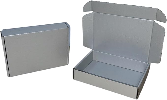 10 Pcs 11.8 x 7.9 x 3.2 inches Corrugated Cardboard Gift Boxes Recyclable Shipping Boxes for Mailing & Holidays, Wedding, Birthday, Gifts Packaging (Silver, 11.8 x 7.9 x 3.2")