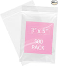 iMailer - 500 Pcs- 3" x 5" Clear Small Zip Bag - Reclosable Zip Plastic Poly Bags 2 Mil with Resealable Lock Seal Zipper for Photo, Jewelry, Bakery, Treats, Party Favors