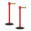 Montour Line MSR760 Set of 2 Retractable Belt Barrier Stanchion, Rubber Base, Red Post (35 ft Yellow with"Danger - Keep Out" Black Letters Belt)