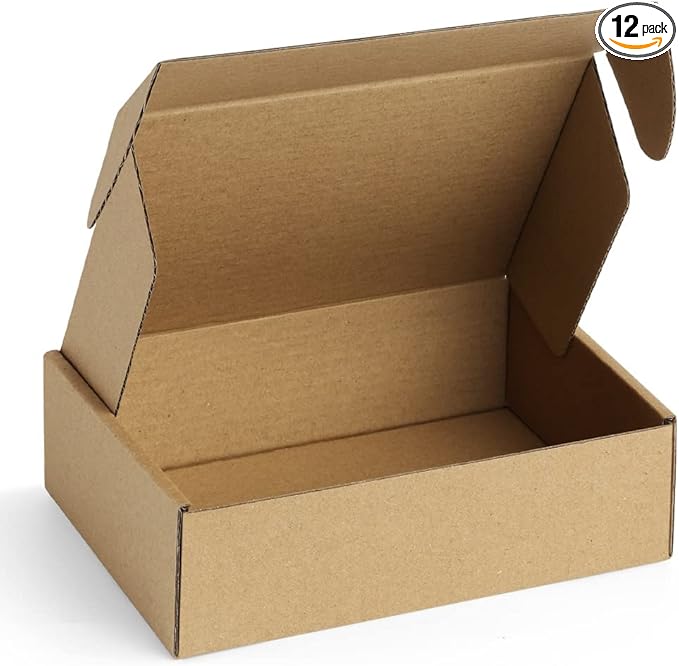 Famagic 12Pack 9x6x2 Small Shipping Boxes - Brown Corrugated Cardboard Mailer Boxes for Small Business, Mailing Boxes for Packaging, Bulk