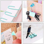 Paper Clips and Binder Clips Set, Metal Assorted Sized Binders with Push Pins, Cute Office Supplies for Desk, Desk Accessories (Green)