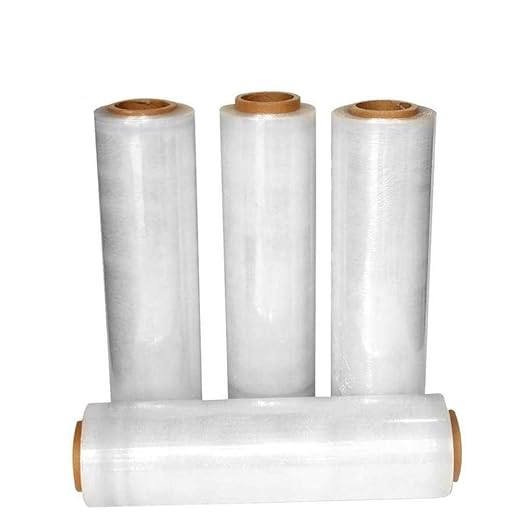 APQ 4 rolls of Cast Hand Stretch Film 15" x 1500'. Hand Stretch Wrap, 80 Gauge Thickness. Excellent Tear Resistance. Clear Residue Free Film for Moving, Shipping, Wrapping. Industrial Grade Cast Film.