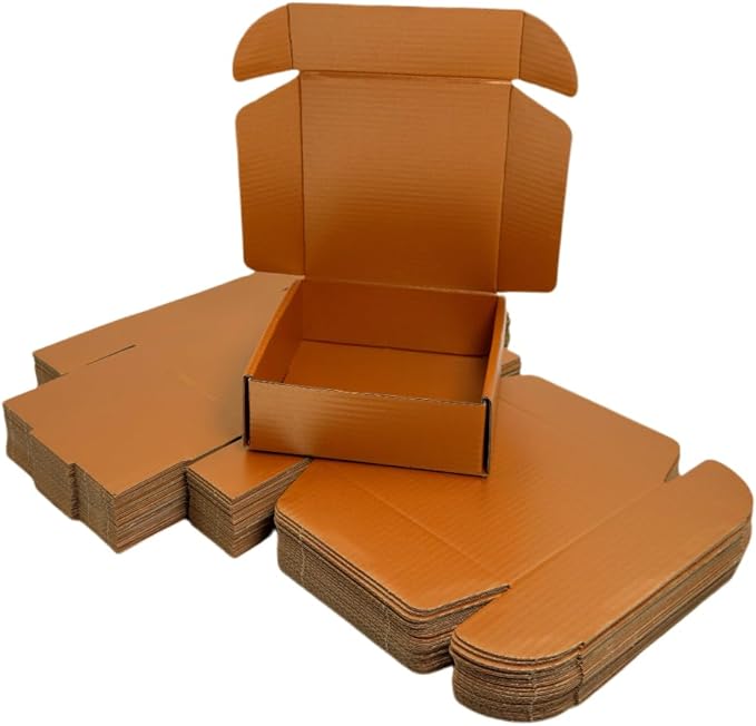 50 Pcs 6.3 x 6 x 1.6 inches Shipping Boxes for Small Business Cardboard Corrugated Mailer Boxes for Shipping Packaging Holidays Craft Gifts Giving Products (Copper, 6.3 x 6 x 1.6")