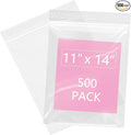 iMailer - 500 Pcs- 11" x 14" Reclosable Plastic Zip Poly Bags- Clear Zip Bag for Prints, Photos, Documents, Clothing, T-Shirt