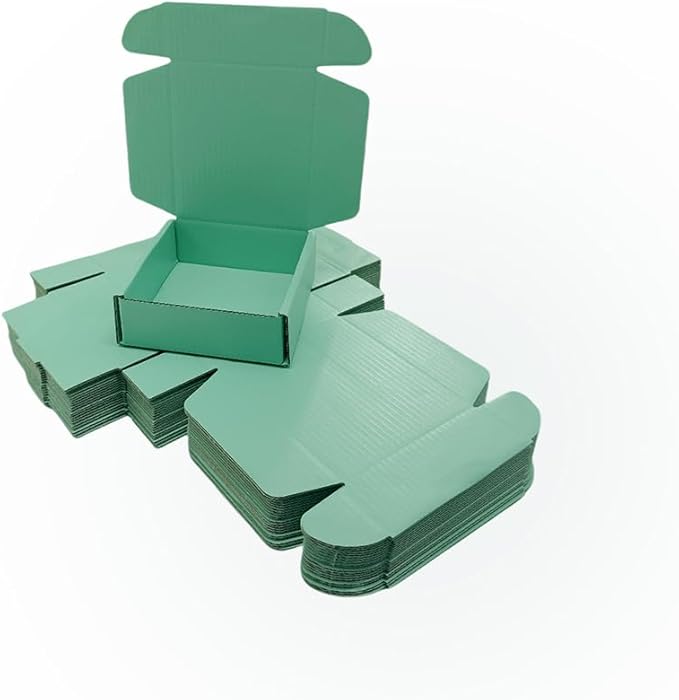 15 Pcs 6 x 6 x 2 inches Corrugated Cardboard Gift Boxes Recyclable Shipping Boxes for Mailing & Holidays, Wedding, Birthday, Gifts Packaging (Mint green, 6 x 6 x 2")