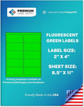 Premium Label Supply Bright Neon Color Fluorescent Stickers - 2" x 4" Labels - (Green Fluorescent, 1000 Labels)
