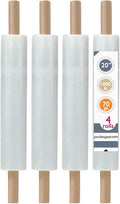 PackageZoom 20 inch x 1000 Feet Stretch Wrap with Handle, Clear Stretch Film, 4 Rolls