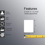 BETCKEY - 2" x 1.5" (51 mm x 38 mm) UPC Barcode & Address Labels Compatible with Zebra & Rollo Label Printer,Premium Adhesive & Perforated [16 Rolls, 16000 Labels]