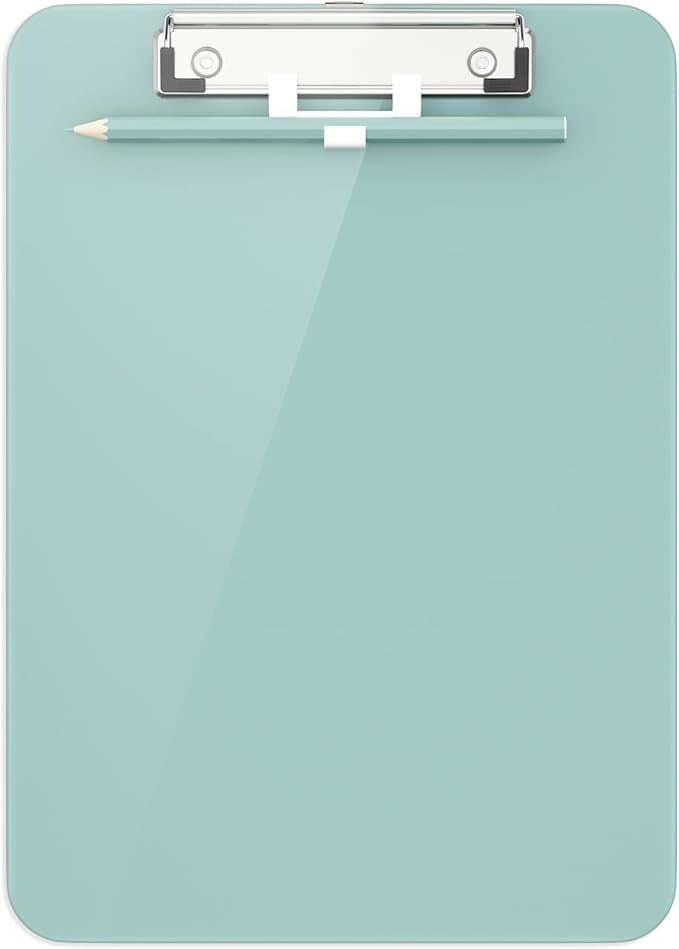 Hongri Plastic Clipboard with Pen Holder, Green 8.5x11 Letter Size Clip Board for Classroom, Office, Students, Nurses and Women, Low Profile Clip, Size 12.5 x 9 in(Pack of 6)