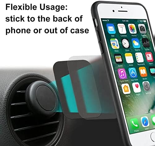 SALEX Replacement Metal Plates Set 16 Pack for Magnetic Car Phone Holders, Wall, Air Vent Mounts, Cases, Magnets. Kit of 8 Black Round and 8 Rectangular Iron Discs Without Holes. 3M Adhesive Backing