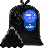 Black Trash Bags for Home, Kitchen and Retail - 1 Pallet of 80 Cases, 8000 Bags Total - 45 Gallons - Coreless - 40"x46" - 1.3 mil thick
