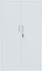 Metal Storage Cabinet with Locking Doors and 3 Adjustable Shelves, 53.5-Inch Tall Lockable Steel Storage Cabinets for Home Office Garage Pantry (White)