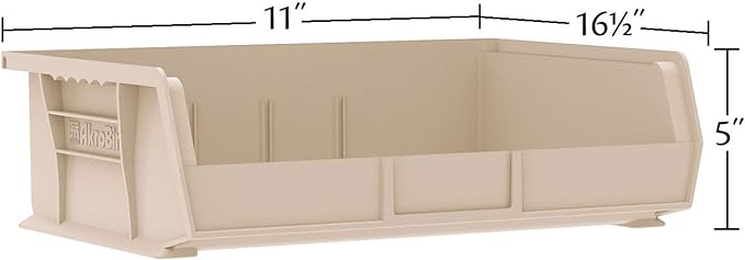 Akro-Mils 30255 AkroBins Plastic Storage Bins, Space-Saving Stackable Bins for Garage, Pantry, Craft Organization, 11-" x 16-" x 5-", Blue, 6-Pack