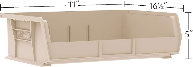 Akro-Mils 30255 AkroBins Plastic Storage Bins, Space-Saving Stackable Bins for Garage, Pantry, Craft Organization, 11-" x 16-" x 5-", Clear, 6-Pack