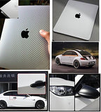 F & B LED LIGHTS Silver 3D Carbon Fiber Film Twill Weave Vinyl Sheet Roll Wrap (12" X 60", Silver)