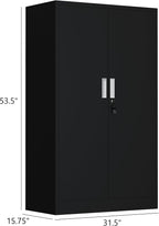 Metal Storage Cabinet with Locking Doors and Adjustable Shelves, 53.5-Inch Tall Lockable Storage Cabinets for Home Office Garage Kitchen Pantry (Black)