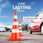 BATTIFE Traffic Safety Cones 36 Inch with Handheld, Orange Cones with Reflective Collar, Cones for Parking Lot, Sport & Driving Training, Road Safety, Construction Events (48 Cones)