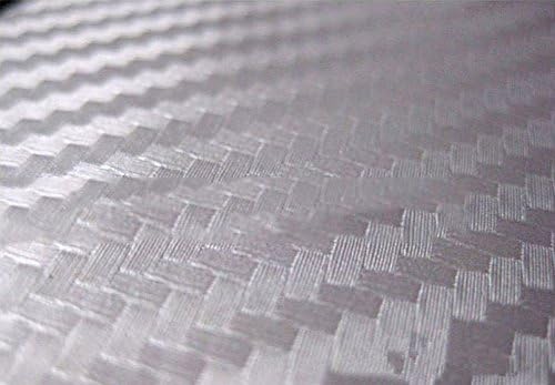 F & B LED LIGHTS Silver 3D Carbon Fiber Film Twill Weave Vinyl Sheet Roll Wrap (96" X 60", Silver)