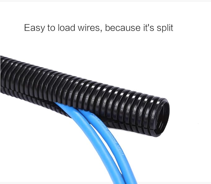 Alex Tech 10ft - 1 inch Split Wire Loom Tubing - Black